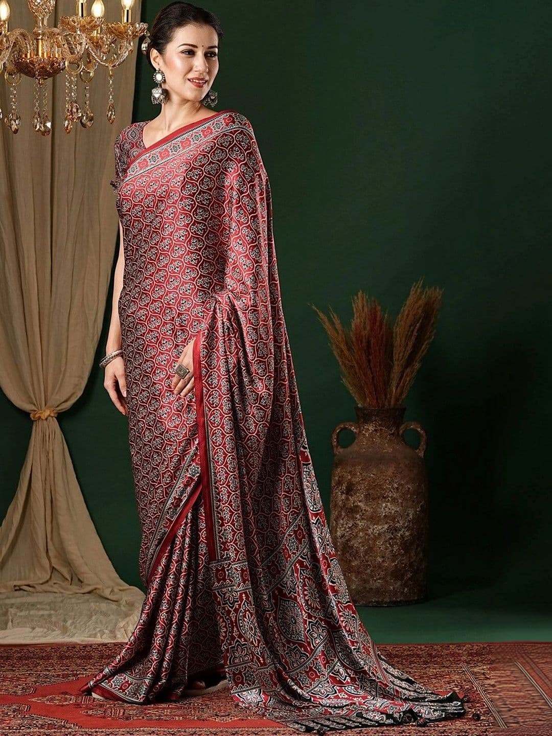 KALINI Mirror Work Silk Blend Heavy Work Mysore Silk Saree thumbnail 3