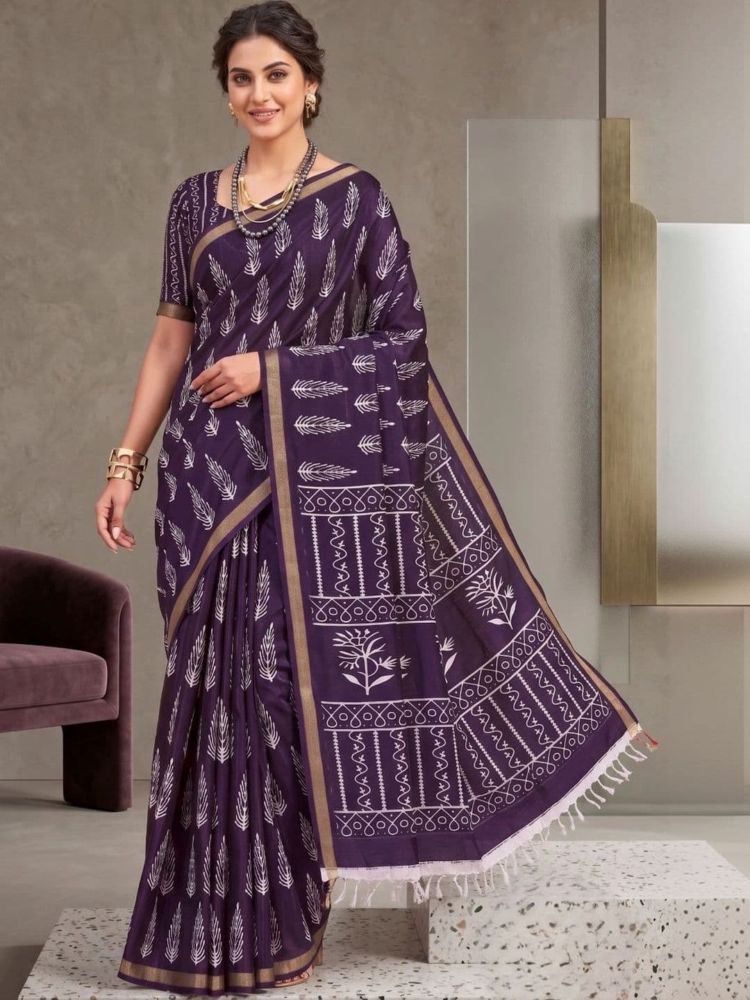 BORAD FASHION Designer Chanderi Saree - view 1