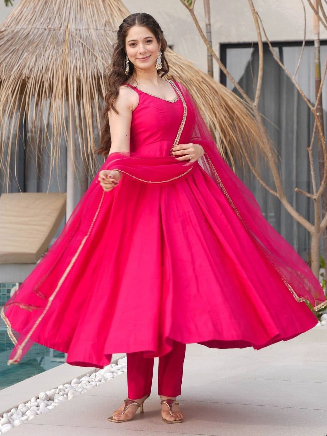 SAJAVAT ETHENIC WEAR Women Regular Chanderi Silk Kurta with Trousers & With Dupatta thumbnail 6