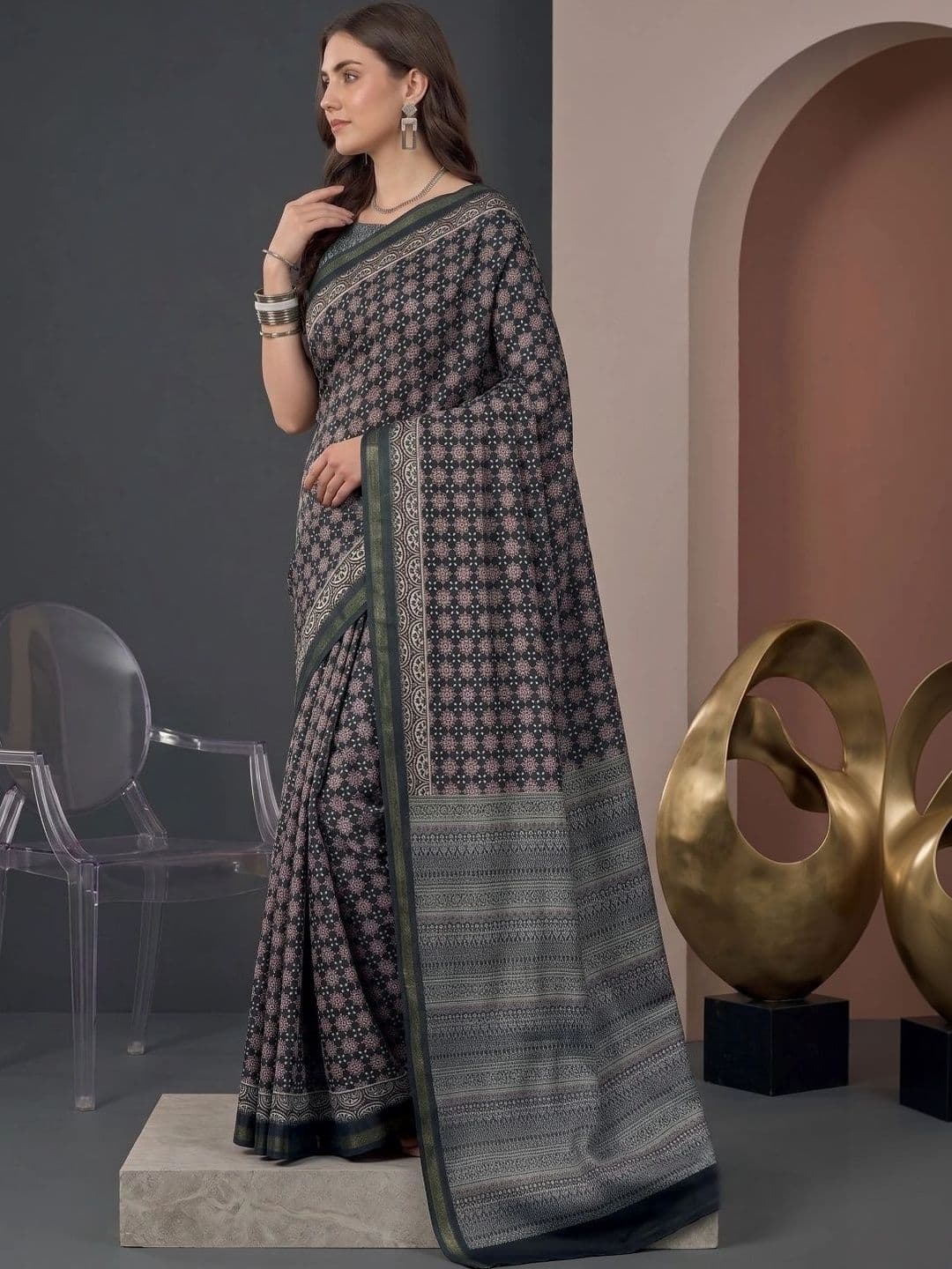 BORAD FASHION Women Designer Chanderi Saree thumbnail 4
