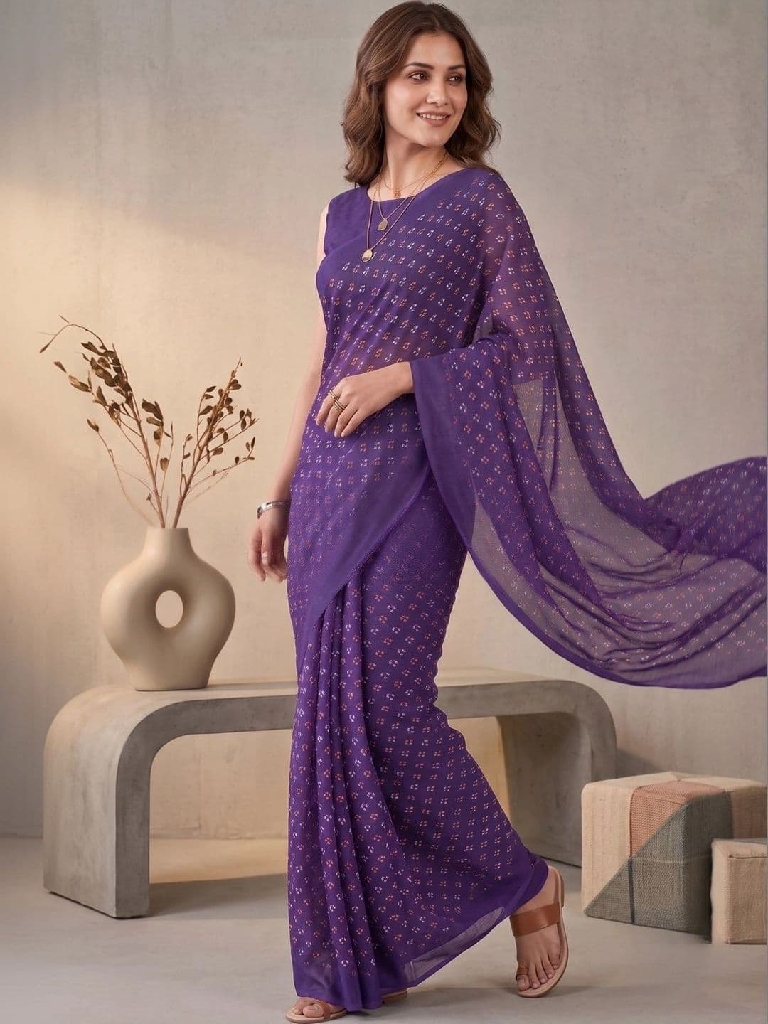 BORAD FASHION Bandhani Designer Chanderi Saree thumbnail 4