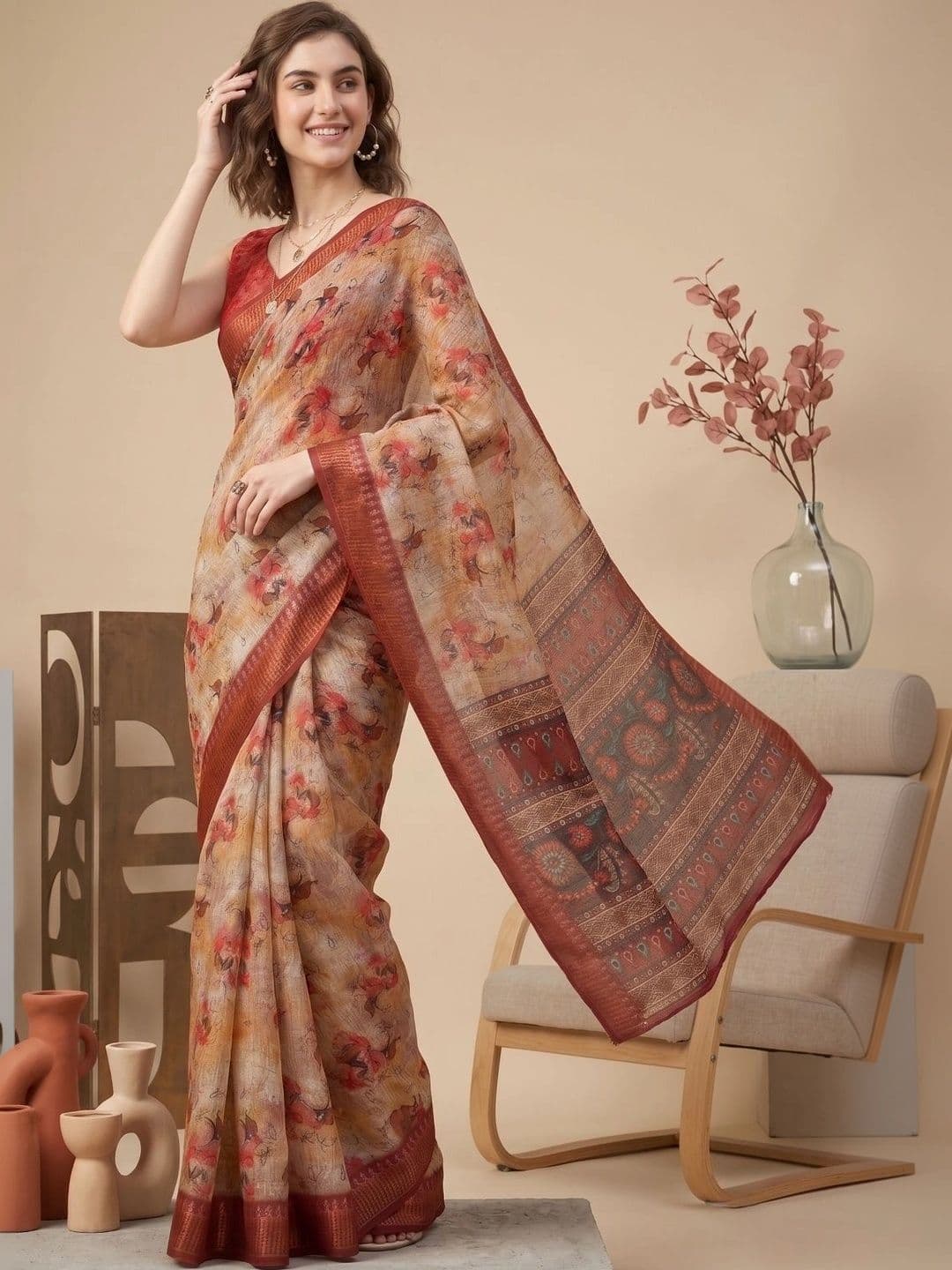 BORAD FASHION Designer Chanderi Saree thumbnail 2