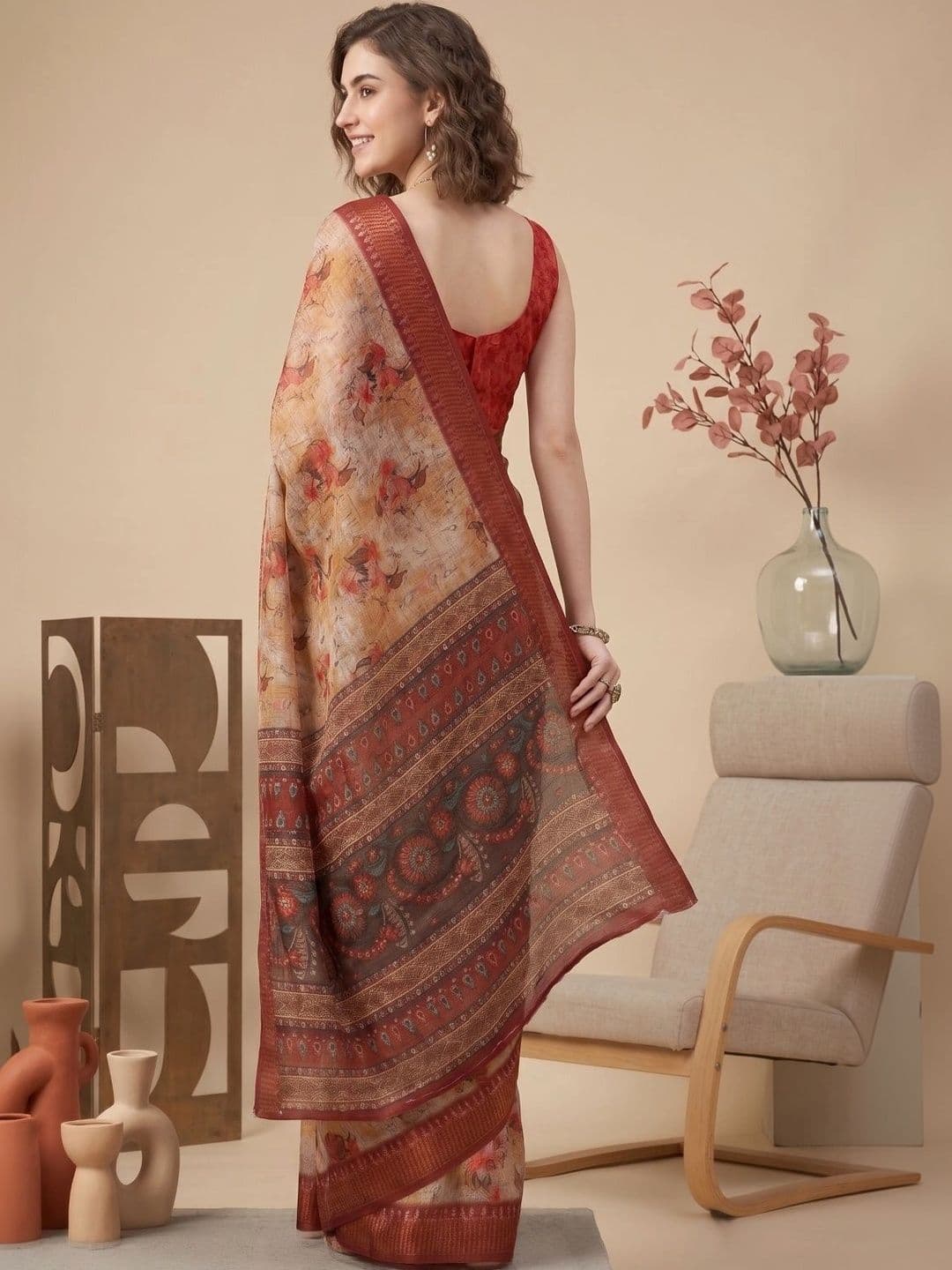 BORAD FASHION Designer Chanderi Saree thumbnail 3
