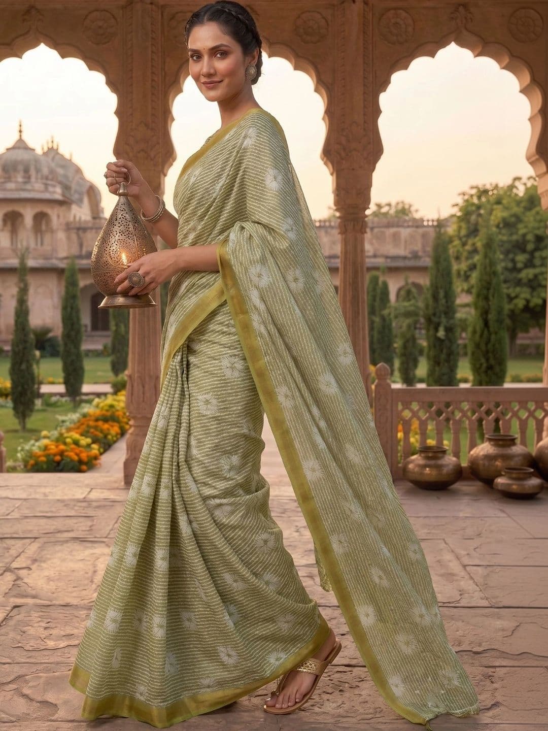 BORAD FASHION Women Floral Designer Chanderi Saree thumbnail 3