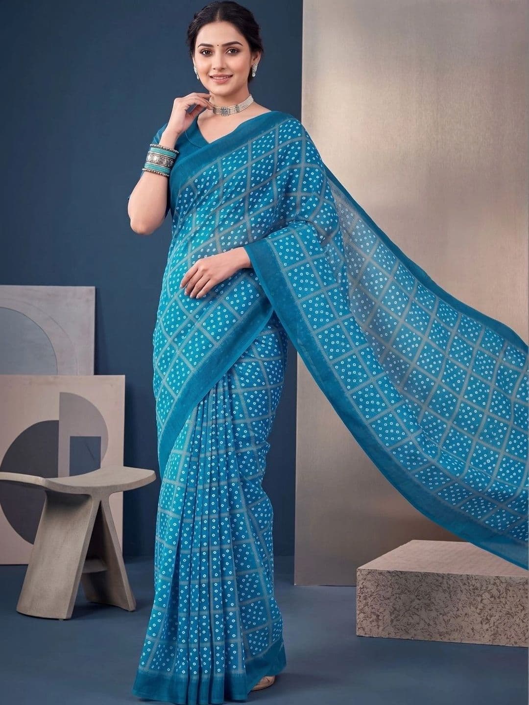 BORAD FASHION Bandhani Designer Chanderi Saree thumbnail 2