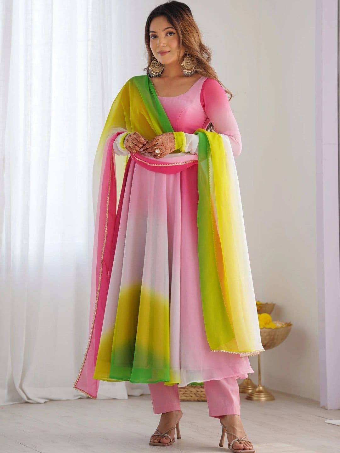 SAJAVAT ETHENIC WEAR Women Dyed Regular Kurta with Trousers & With Dupatta - view 1