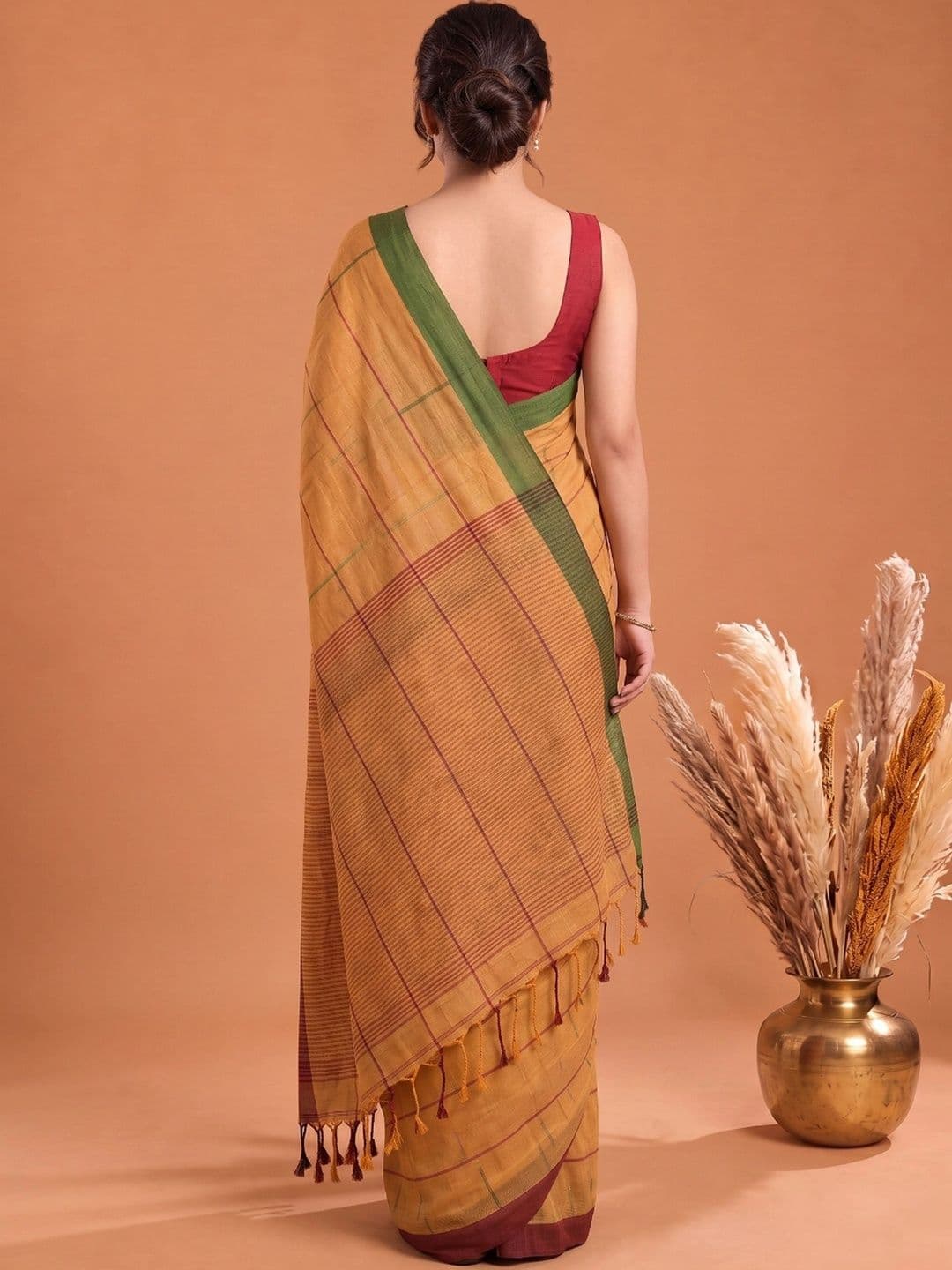 Aparna Women Woven Design Regular Pure Cotton Saree thumbnail 6