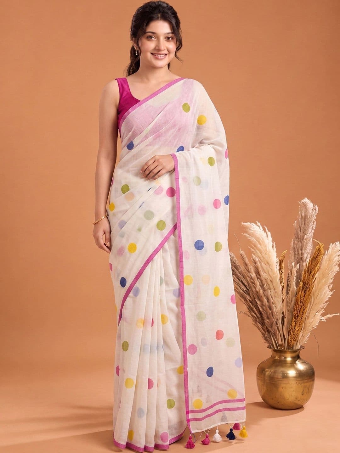 Aparna Polka Dot Pure Cotton Saree - view 1