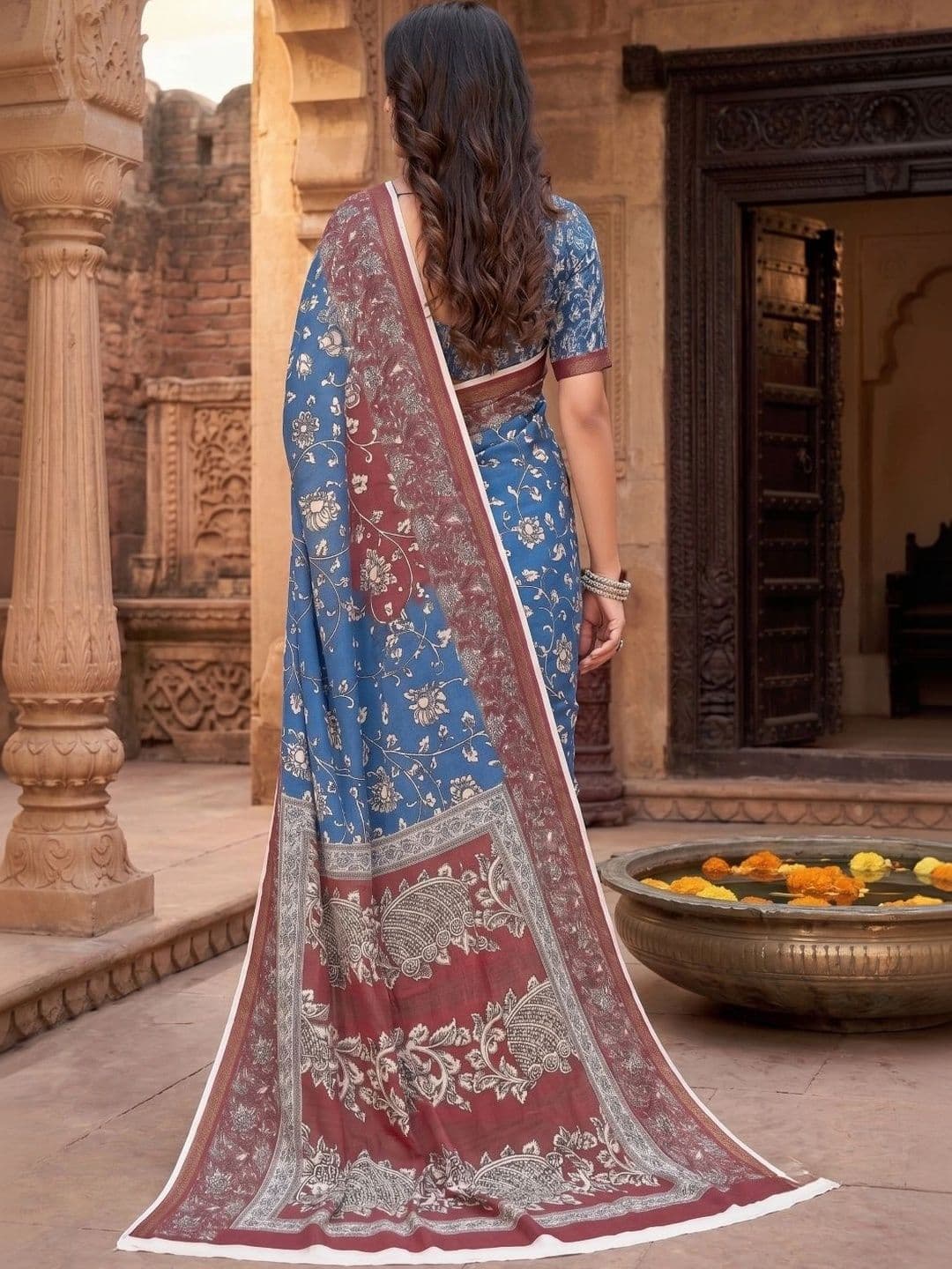 BORAD FASHION Floral Designer Chanderi Saree thumbnail 4