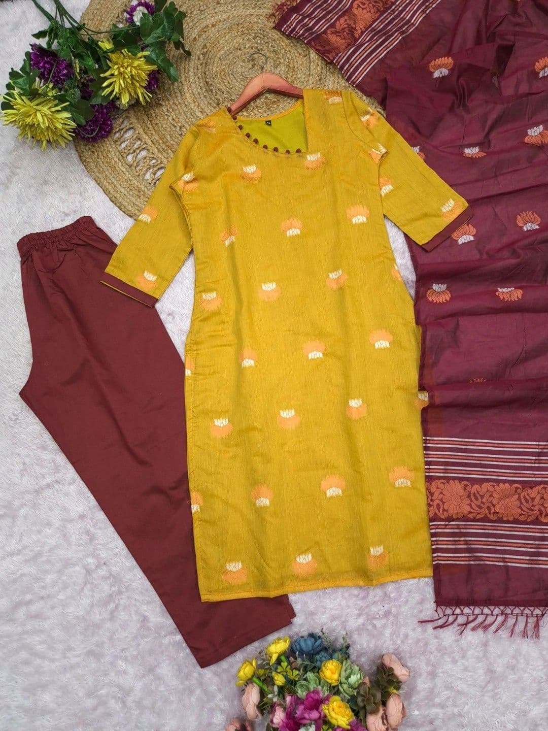 ZARVELA Women Ethnic Motifs Printed Regular Kurta with Trousers & With Dupatta thumbnail 3