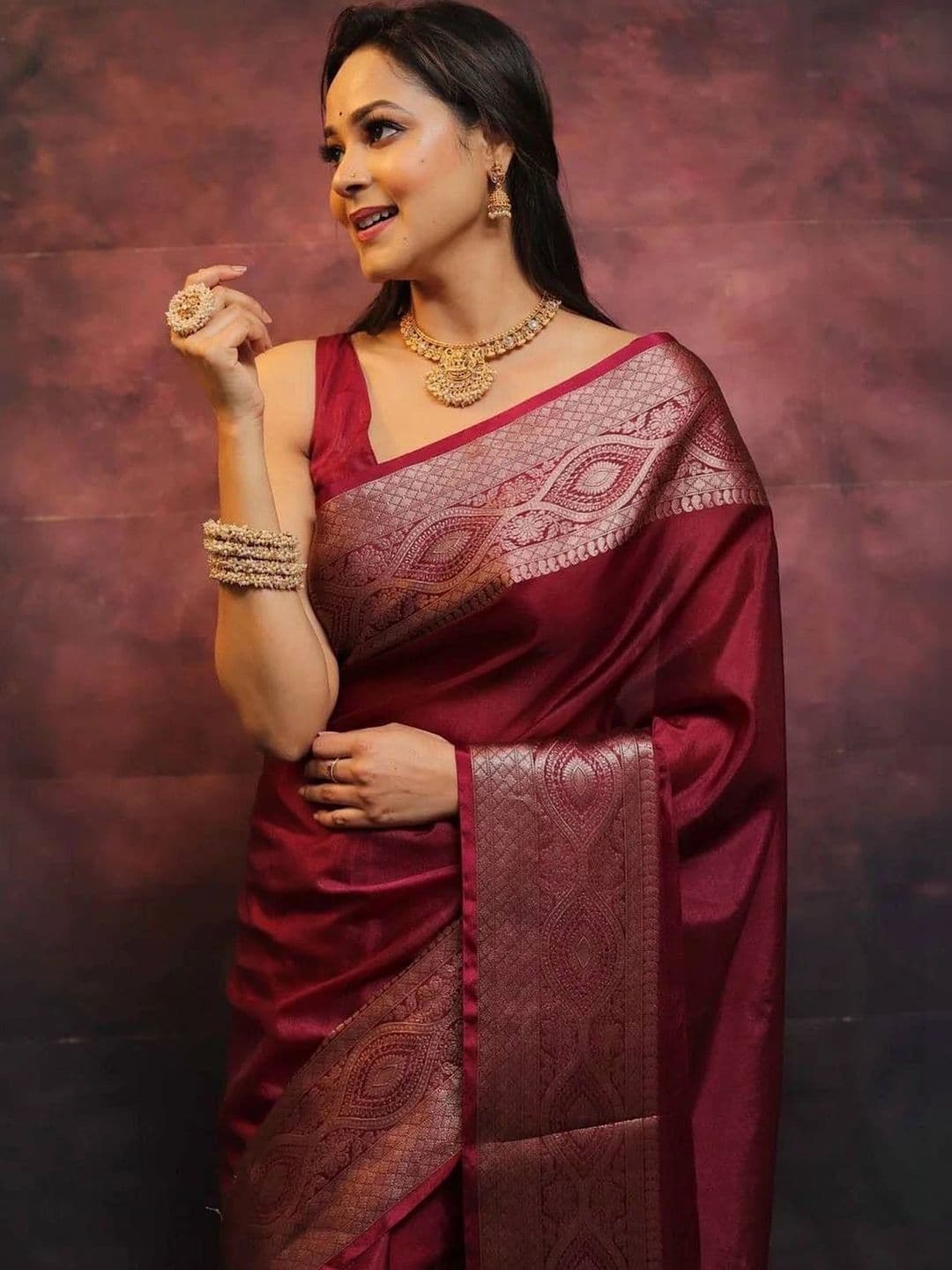 revika Woven Design Zari Art Silk Designer Kanjeevaram Saree thumbnail 4