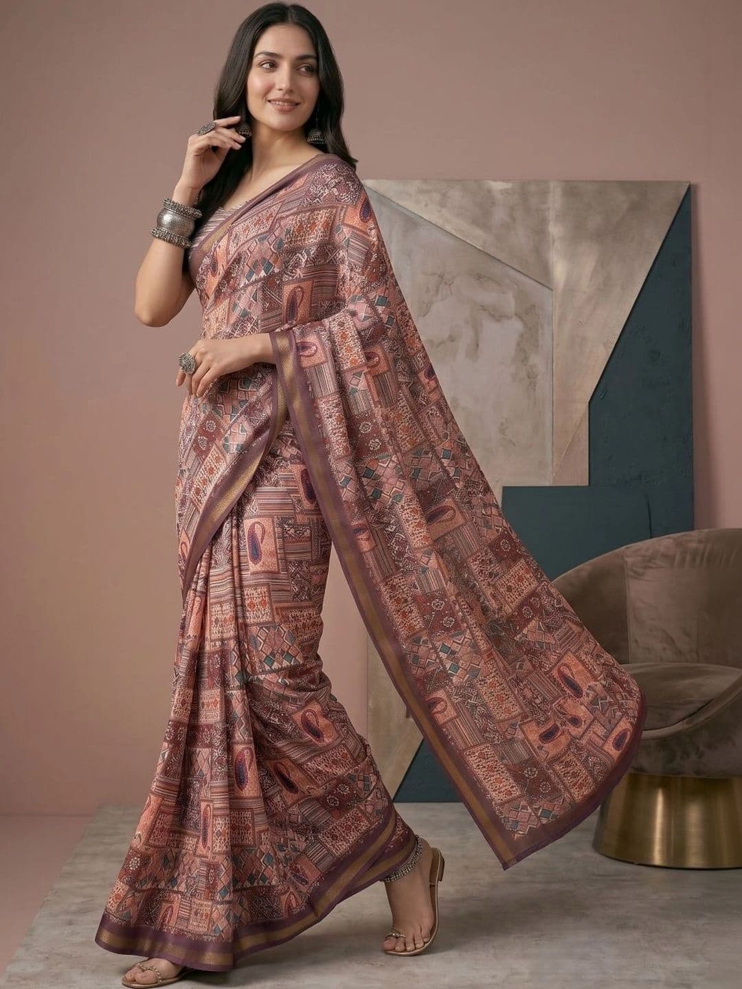 BORAD FASHION Kalamkari Designer Chanderi Saree thumbnail 2