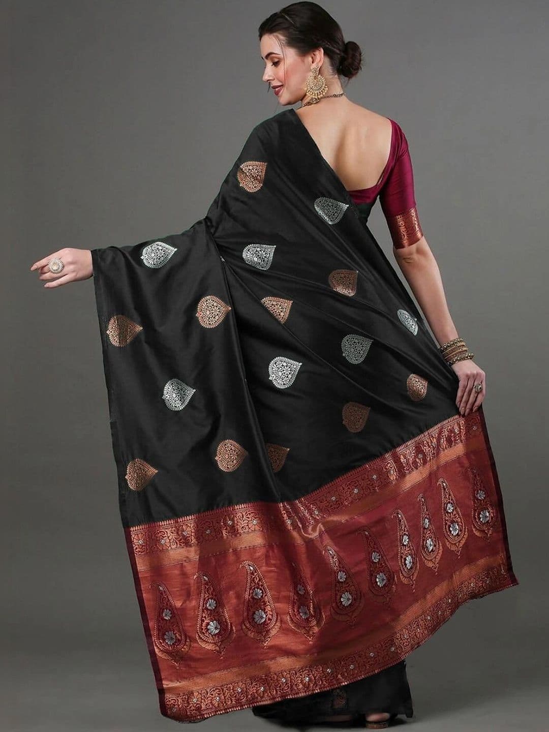 revika Woven Design Zari Art Silk Designer Kanjeevaram Saree thumbnail 2