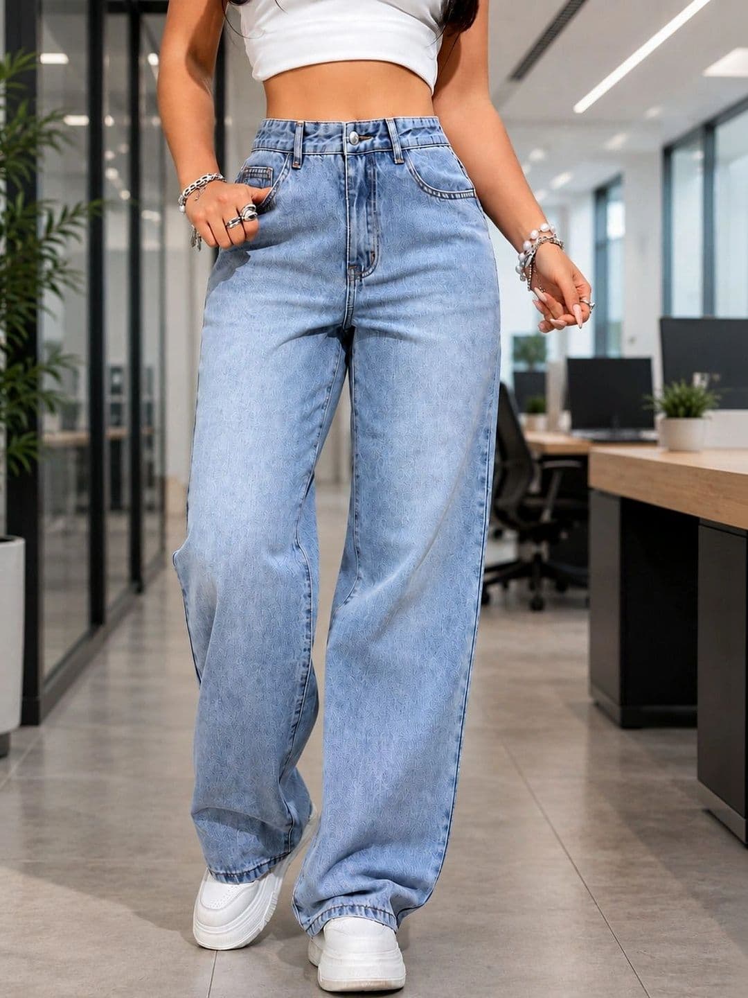 DENIMLOOK Women Flared High-Rise Light Fade Jeans - view 1