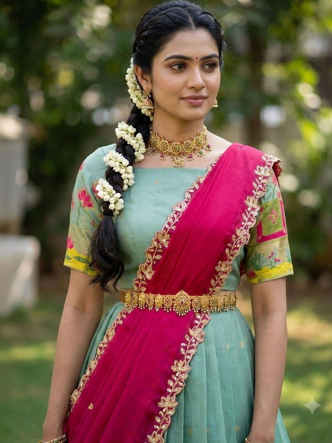 Fabcartz Printed Semi-Stitched Lehenga & Unstitched Blouse With Dupatta thumbnail 5