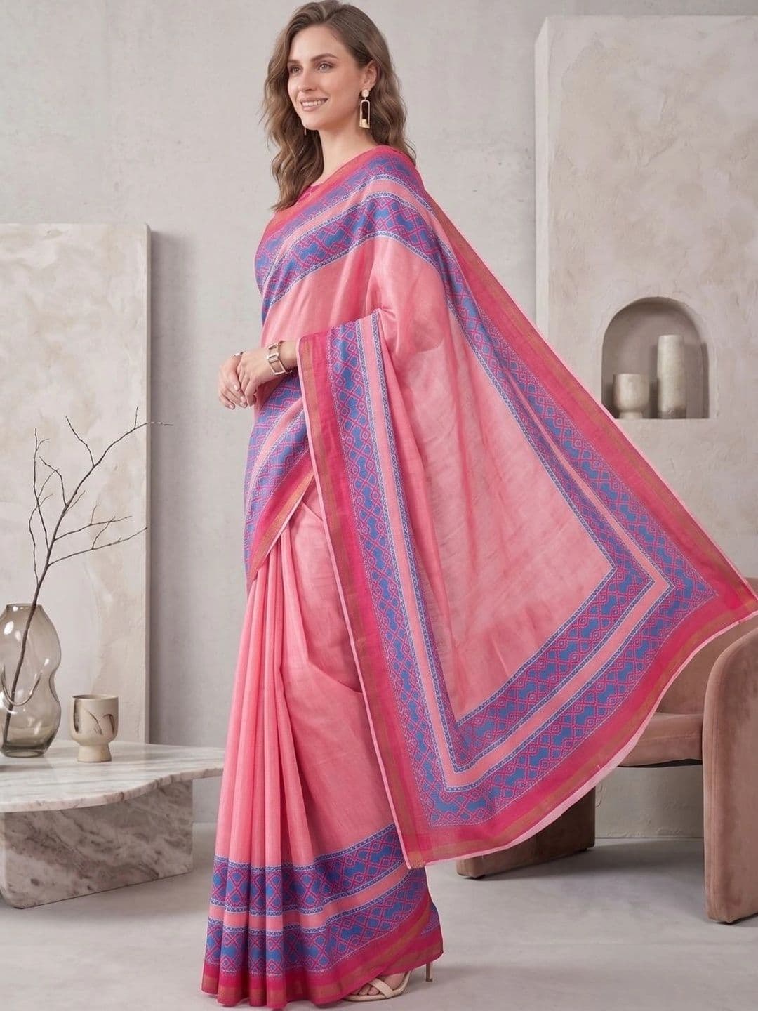 BORAD FASHION Designer Chanderi Saree thumbnail 4