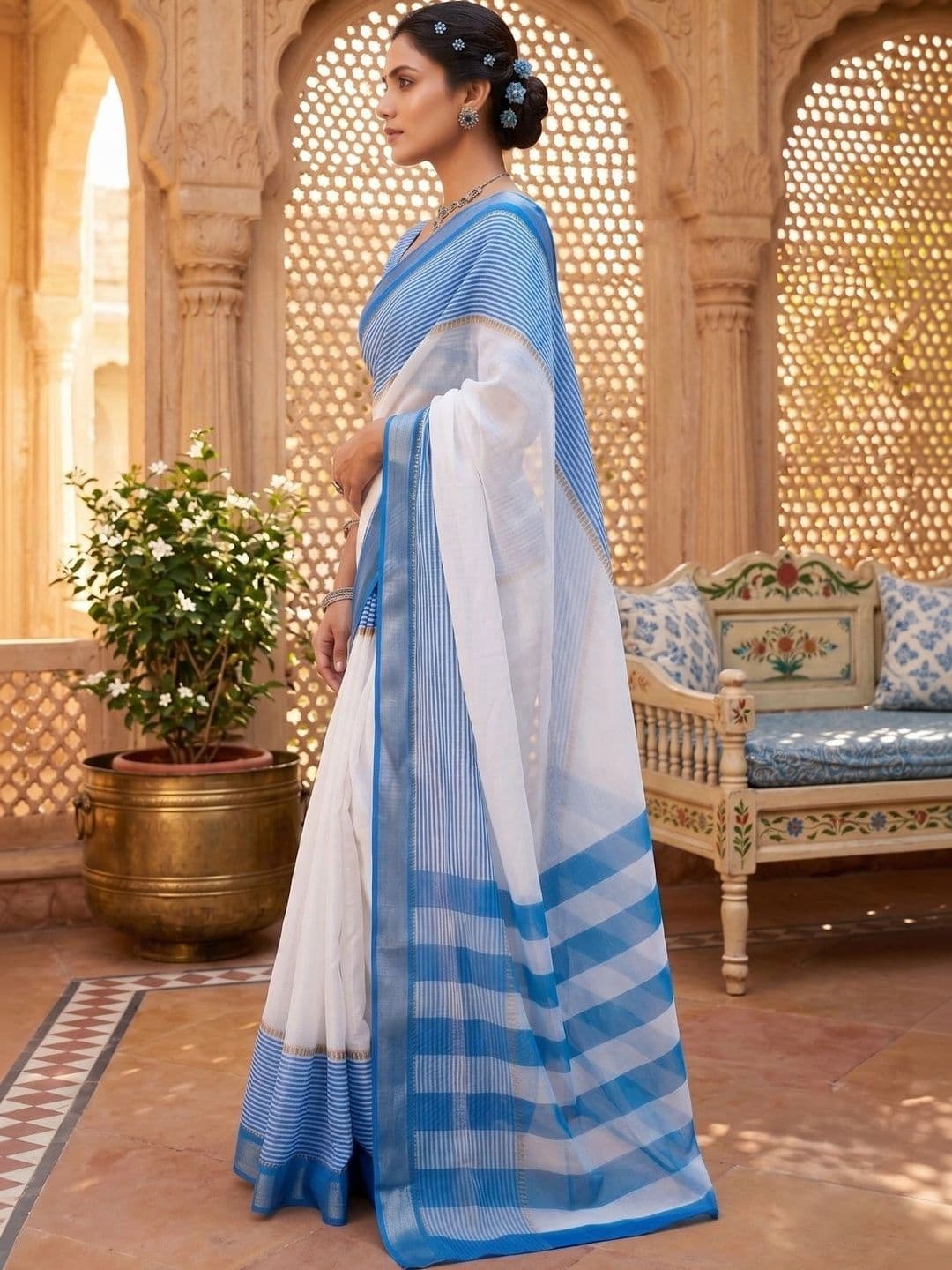 BORAD FASHION Designer Chanderi Saree thumbnail 4