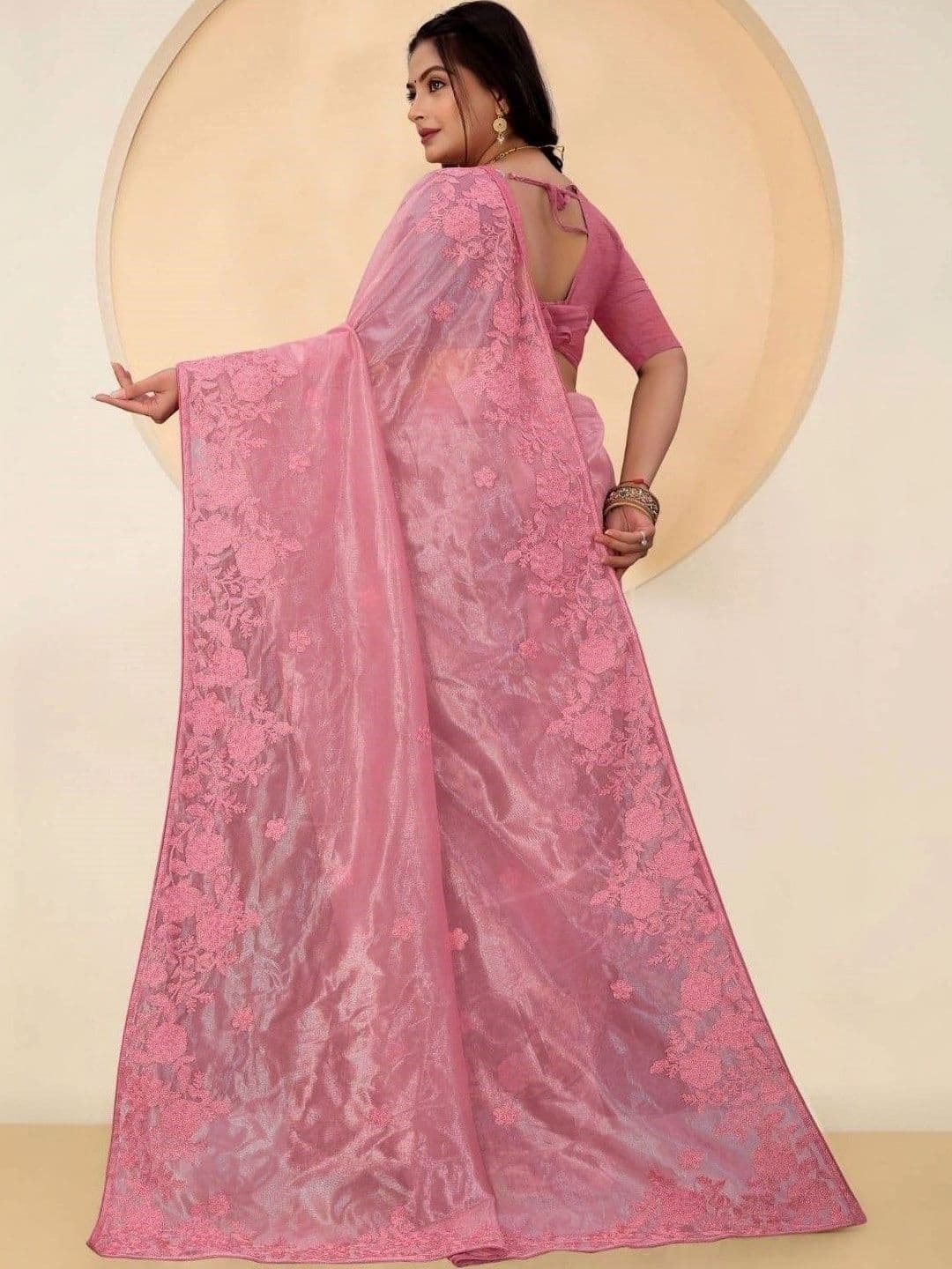 akhodalkrp Floral Embroidered Net Designer Saree thumbnail 3