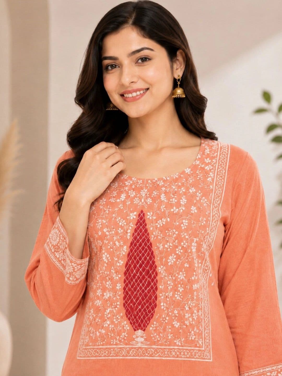 all about you Women Ethnic Motifs Embroidered Regular Thread Work Pure Cotton Kurta with Trousers & With thumbnail 5