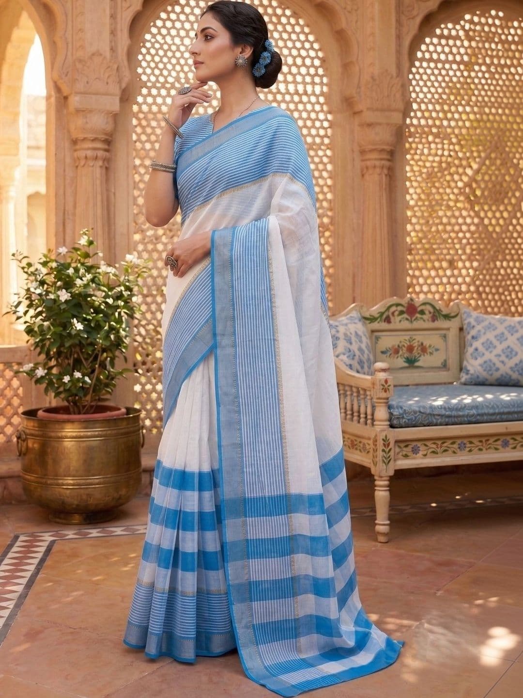 BORAD FASHION Designer Chanderi Saree thumbnail 3