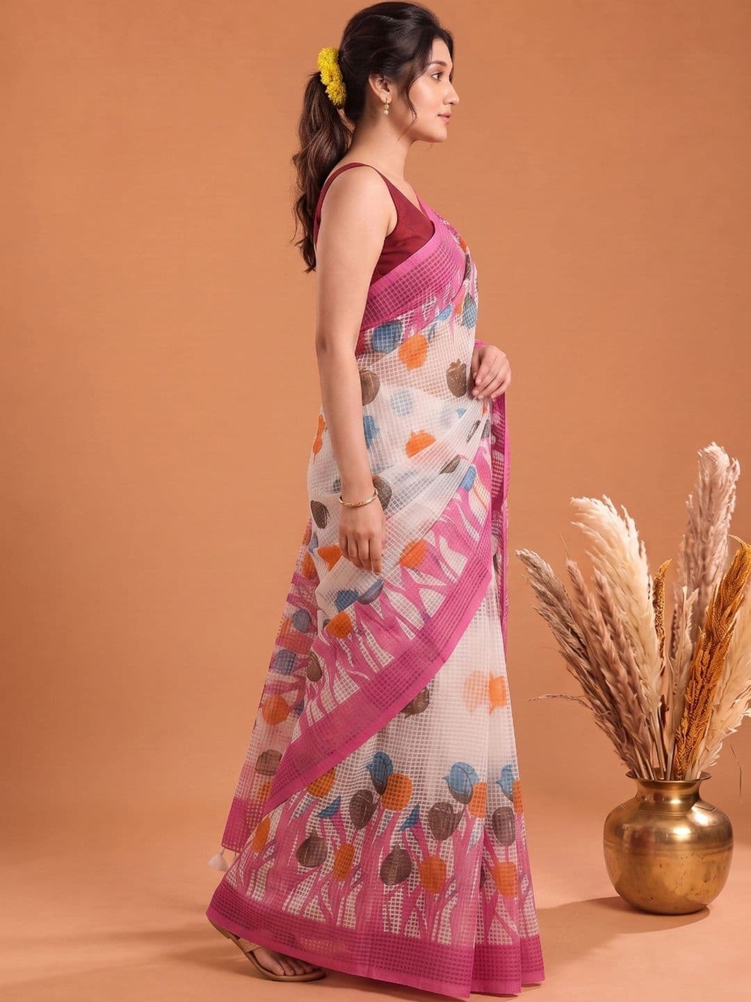 Aparna Floral Pure Cotton Saree thumbnail 3