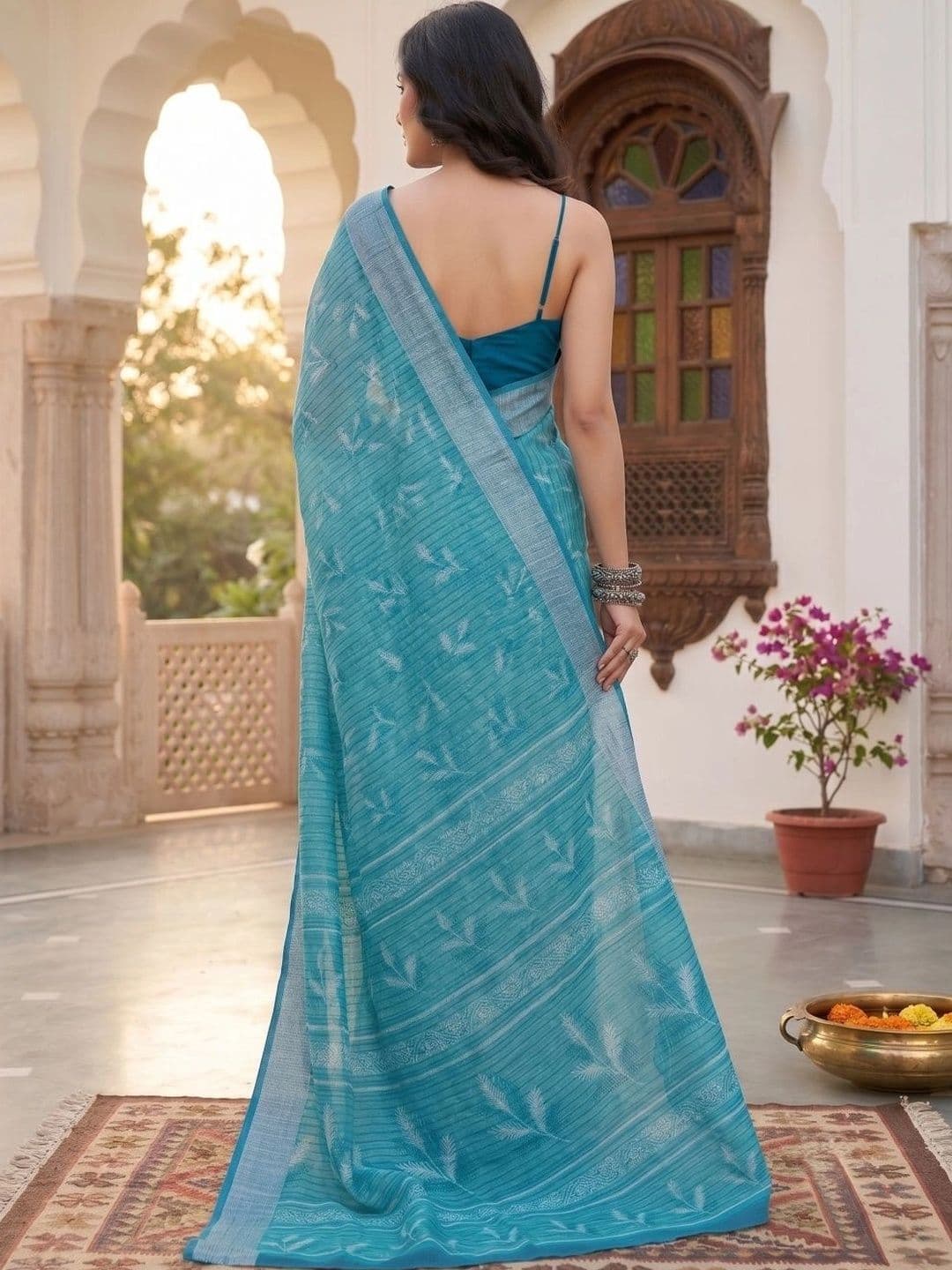 BORAD FASHION Striped Designer Chanderi Saree thumbnail 2