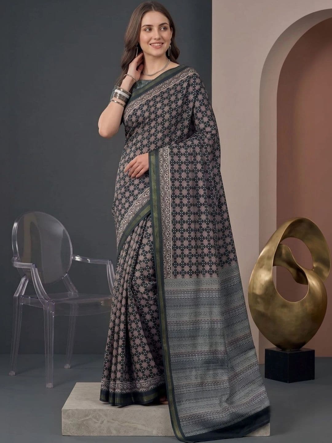 BORAD FASHION Women Designer Chanderi Saree thumbnail 2