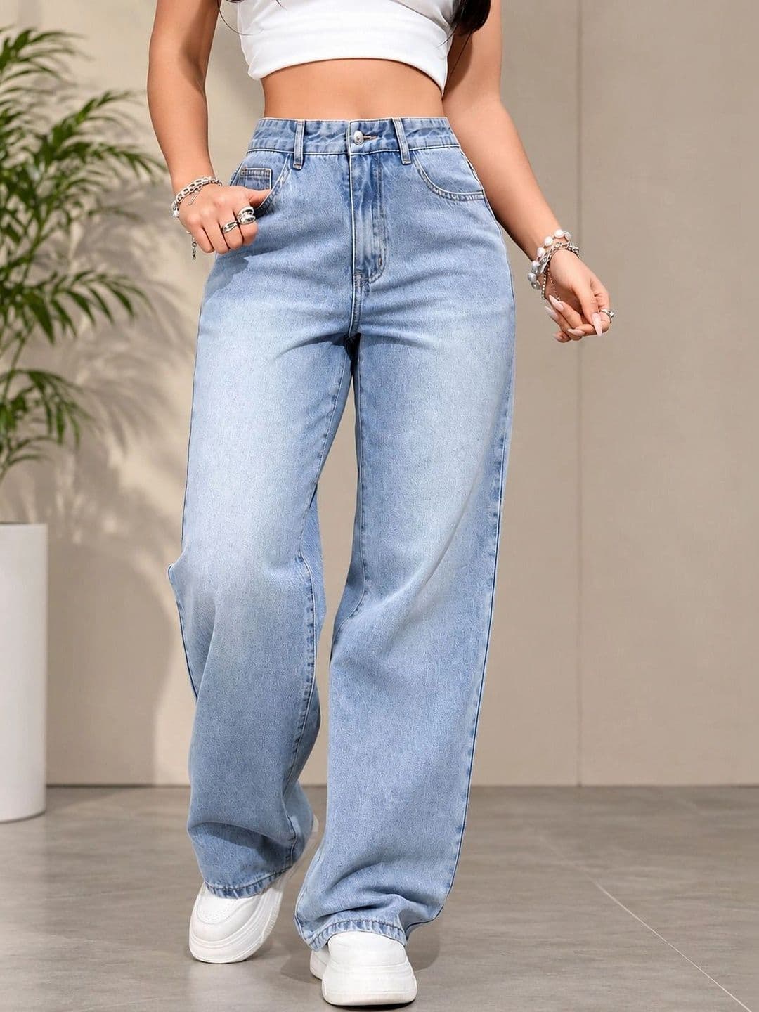 DENIMLOOK Women Flared High-Rise Light Fade Jeans - view 1