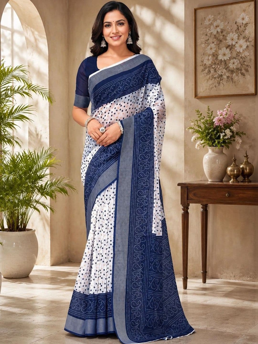 BORAD FASHION Bandhani Designer Chanderi Saree - view 1