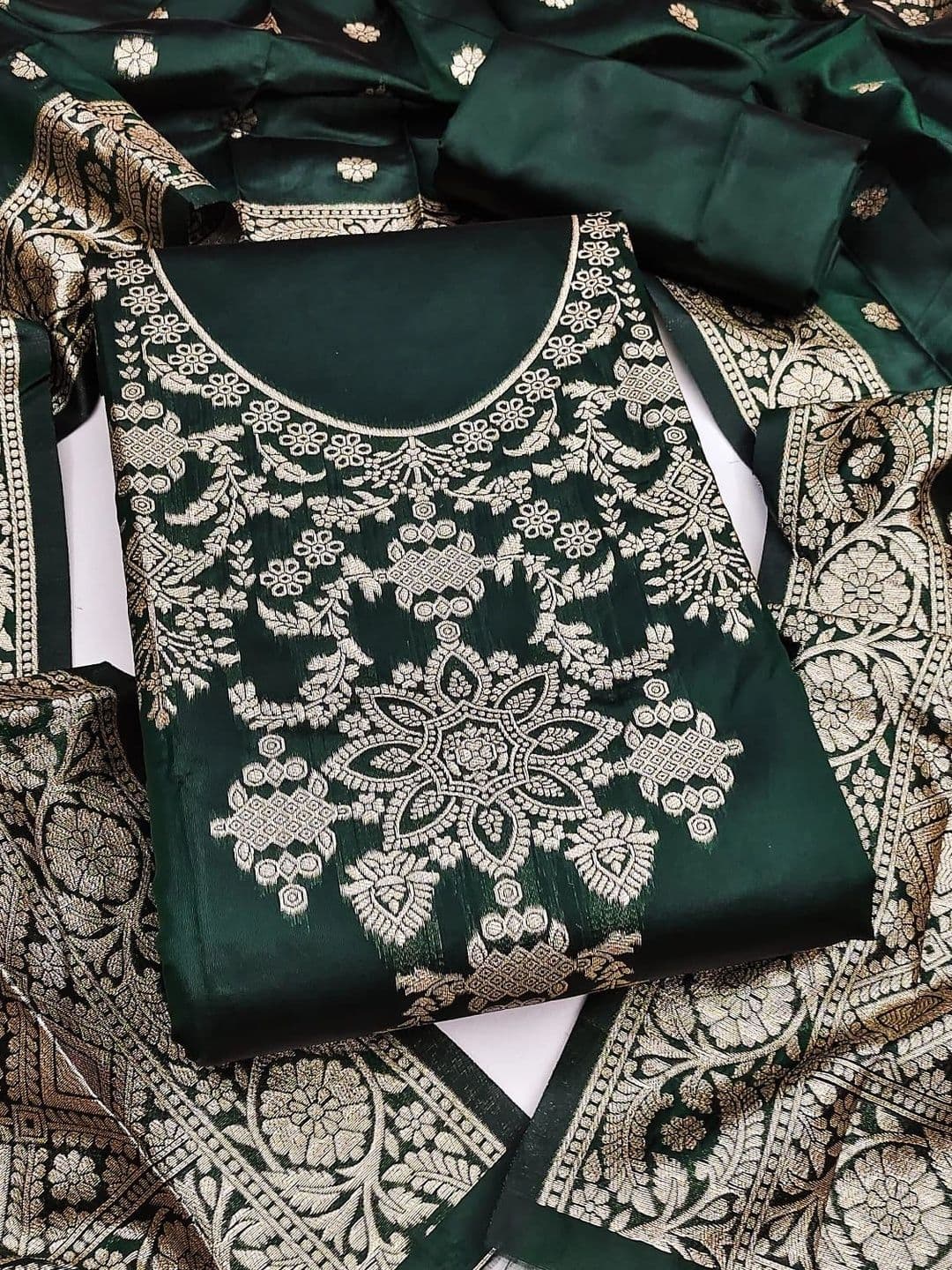 Milvia Art Silk Unstitched Dress Material - view 1