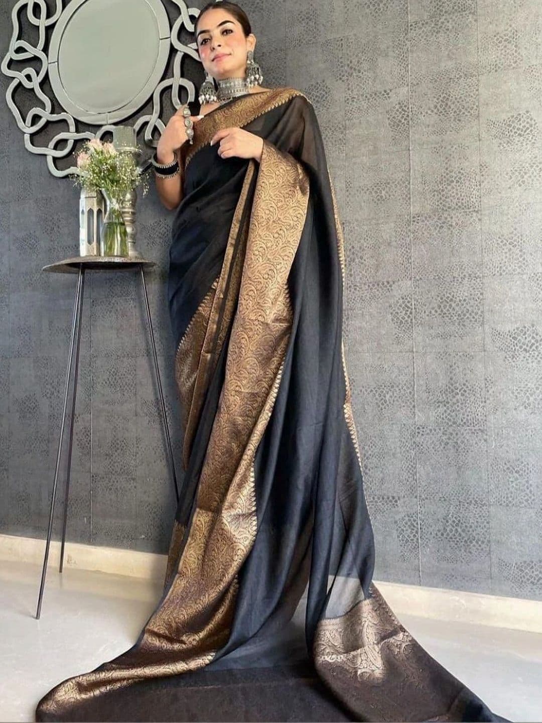 revika Woven Design Zari Art Silk Designer Kanjeevaram Saree thumbnail 2