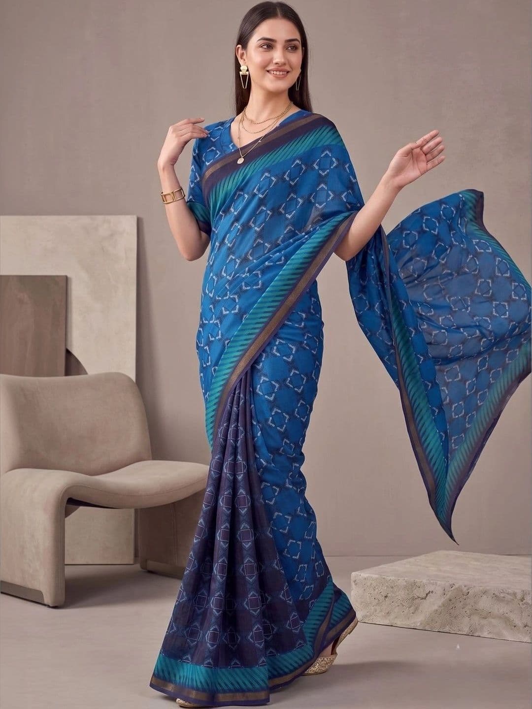 BORAD FASHION Designer Chanderi Saree thumbnail 4