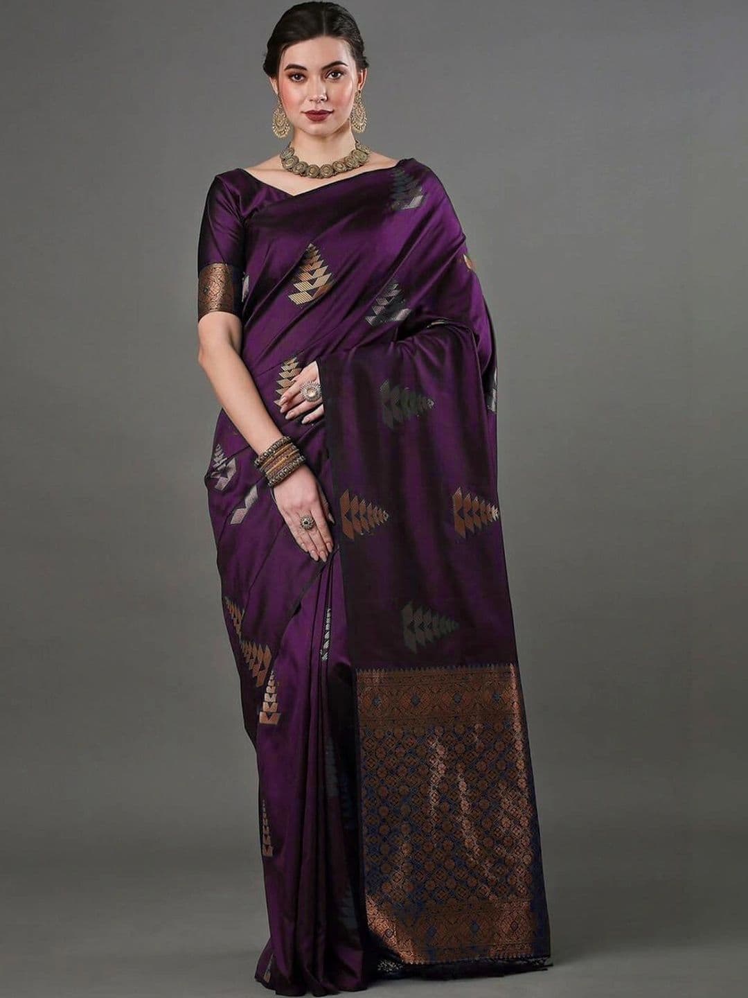 HERE&NOW Woven Design Zari Silk Blend Banarasi Saree thumbnail 2