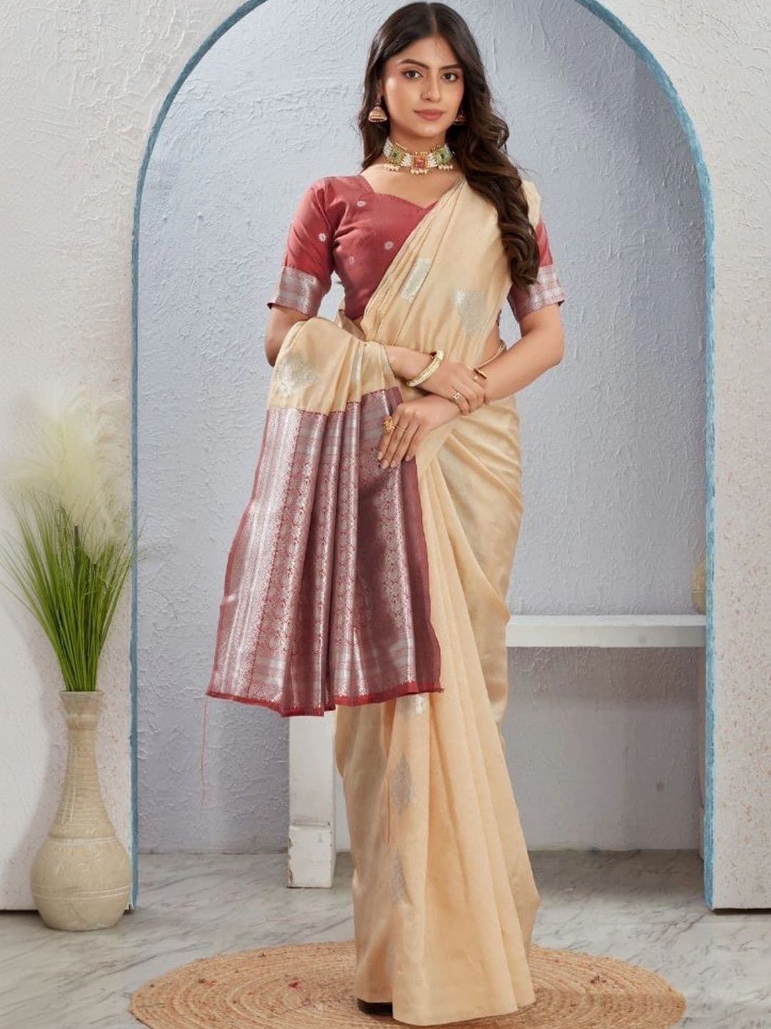 revika Woven Design Zari Art Silk Designer Kanjeevaram Saree thumbnail 5