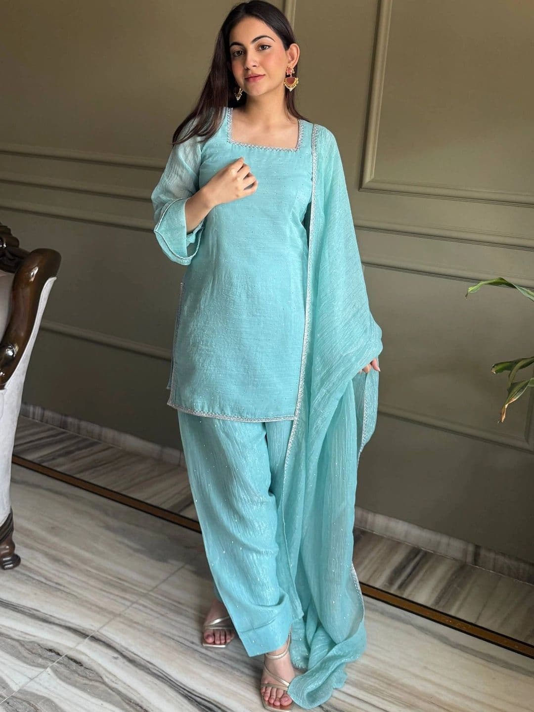 SAJAVAT ETHENIC WEAR Women Regular Kurta with Patiala & With Dupatta thumbnail 6