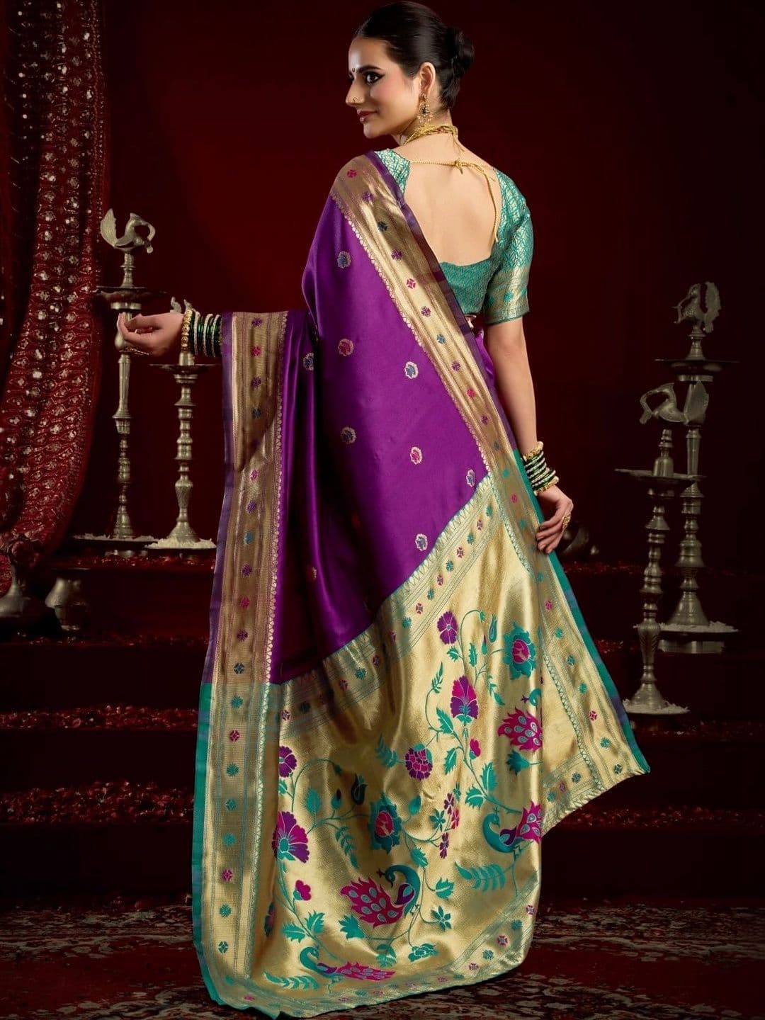 BORAD FASHION Woven Design Zari Silk Blend Designer Paithani Saree thumbnail 2