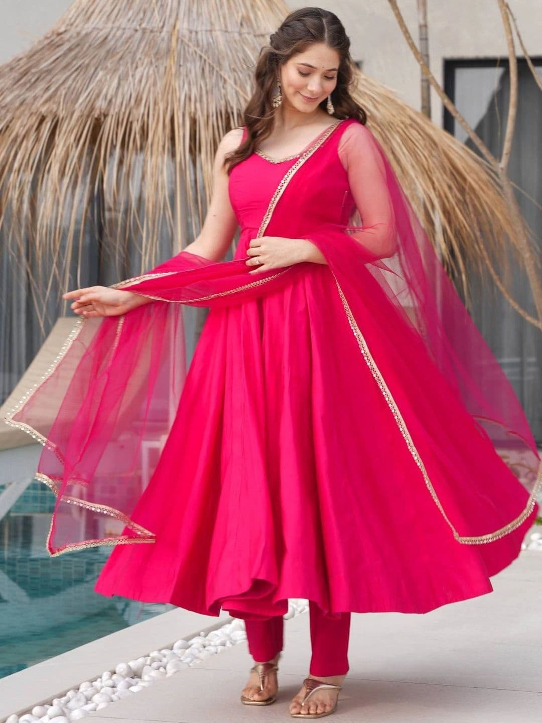 SAJAVAT ETHENIC WEAR Women Regular Chanderi Silk Kurta with Trousers & With Dupatta thumbnail 7