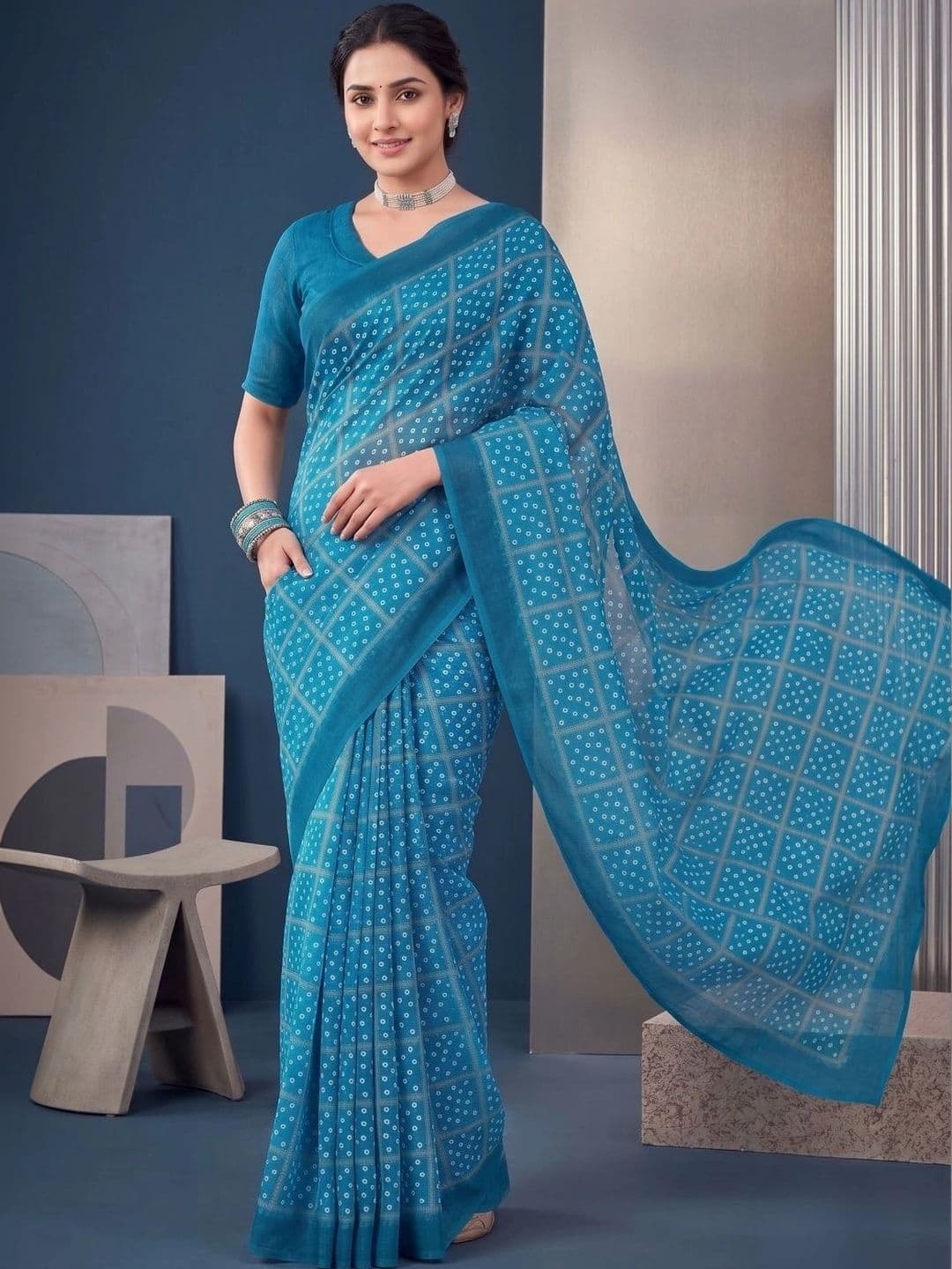BORAD FASHION Bandhani Designer Chanderi Saree - view 1