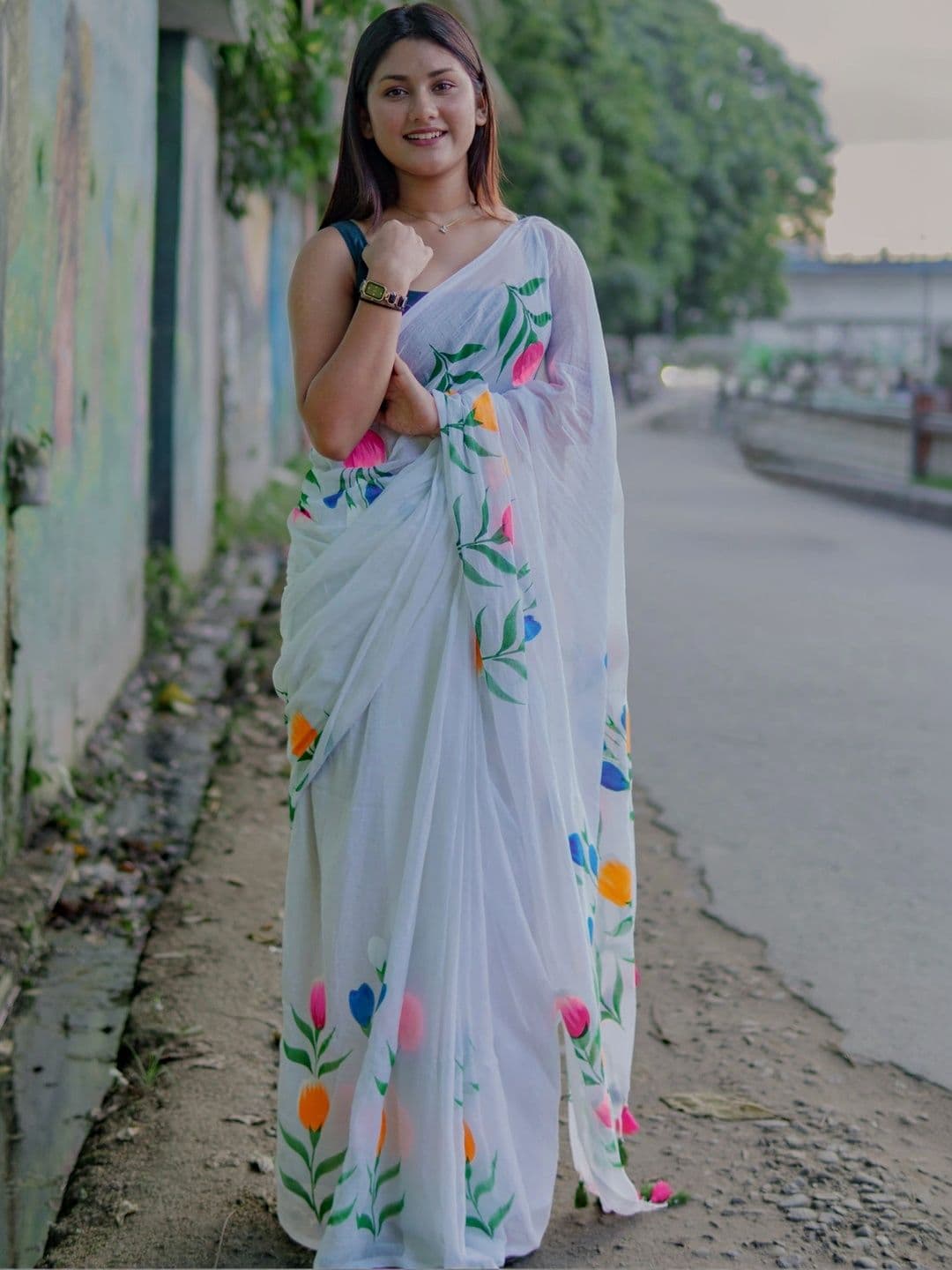 Aparna Floral Pure Cotton Saree - view 1