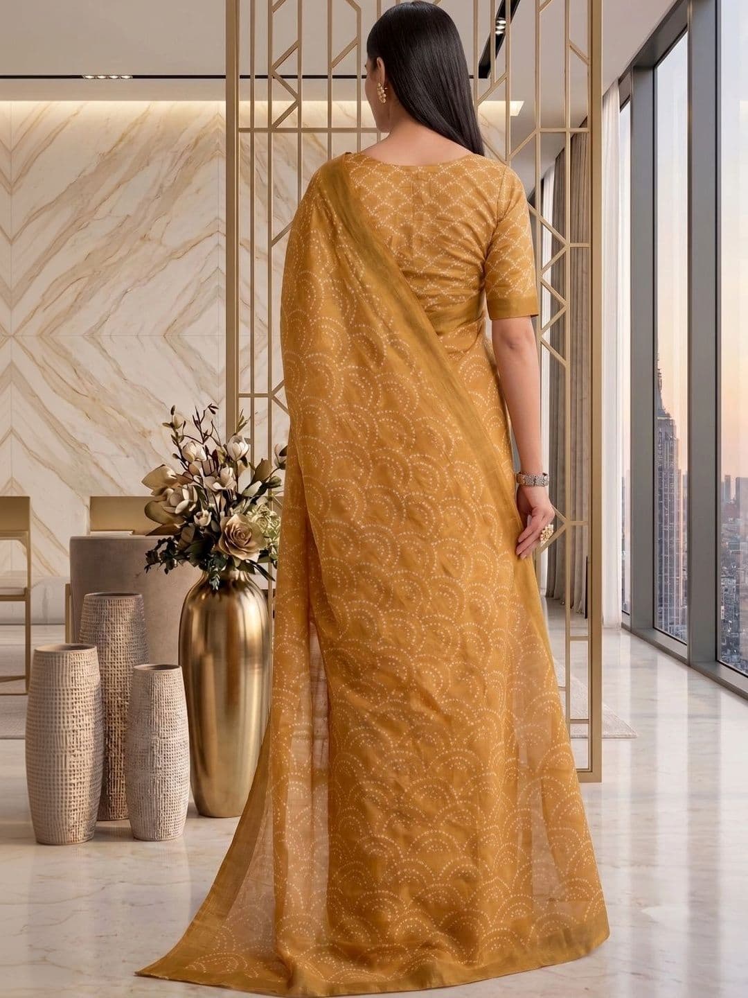 BORAD FASHION Bandhani Designer Chanderi Saree thumbnail 4