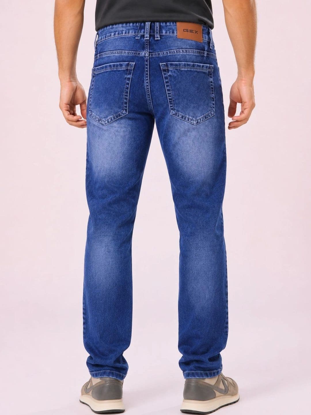 GEX Men Jean Relaxed Fit Mid-Rise Low Distress Printed Stretchable Jeans thumbnail 2