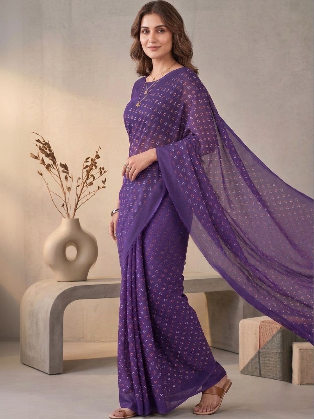 BORAD FASHION Bandhani Designer Chanderi Saree thumbnail 3