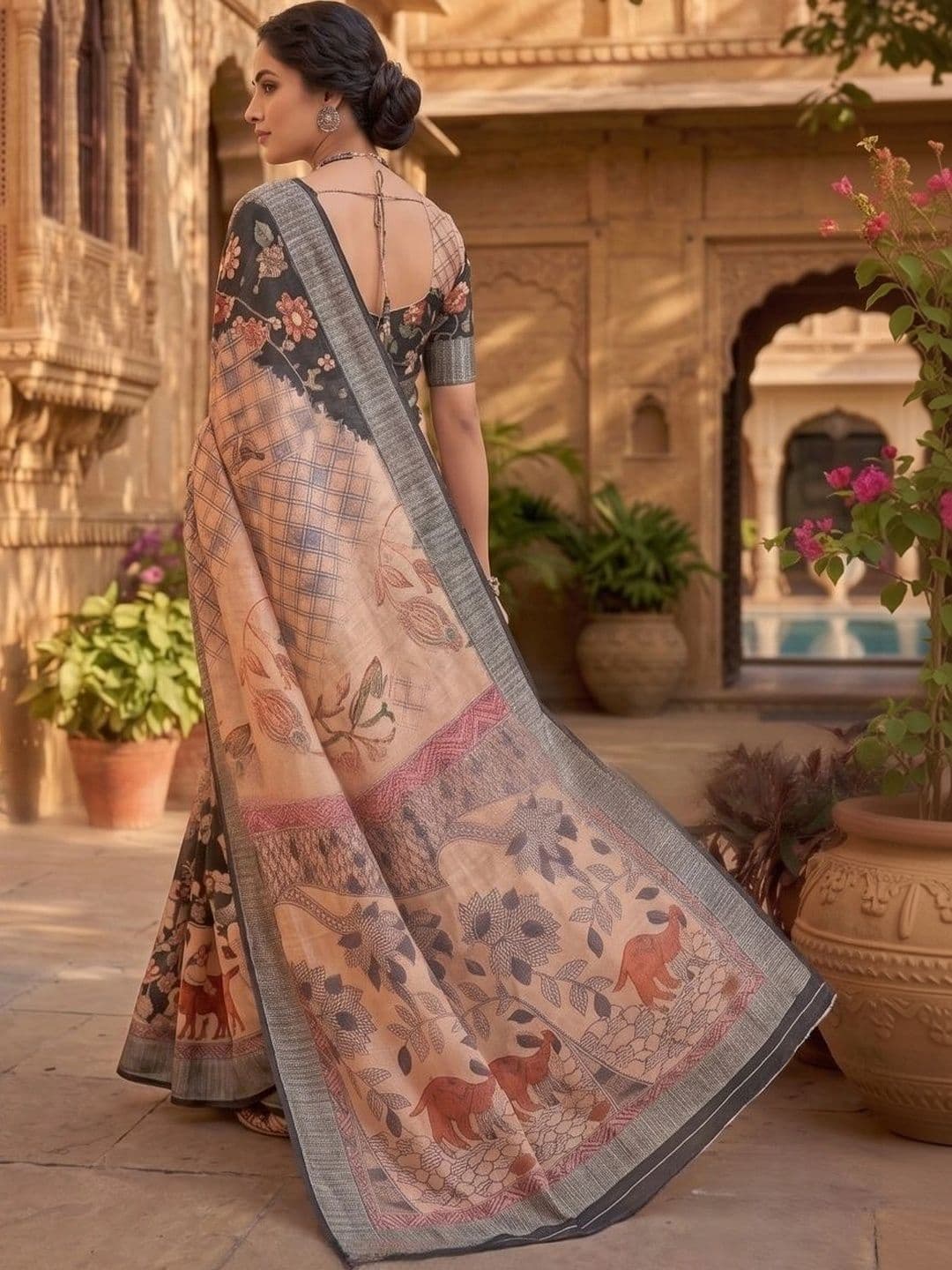 BORAD FASHION Floral Designer Chanderi Saree thumbnail 3