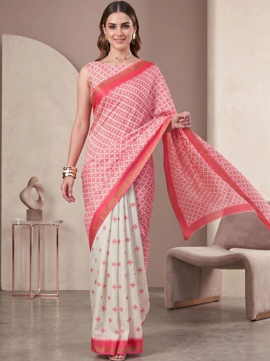BORAD FASHION Women Designer Chanderi Saree - view 1
