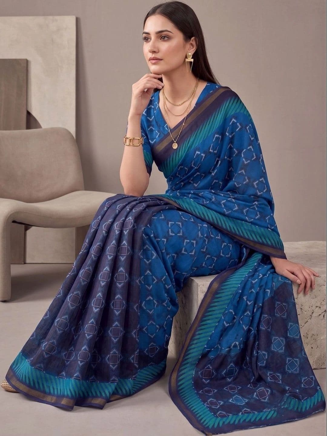 BORAD FASHION Designer Chanderi Saree thumbnail 2