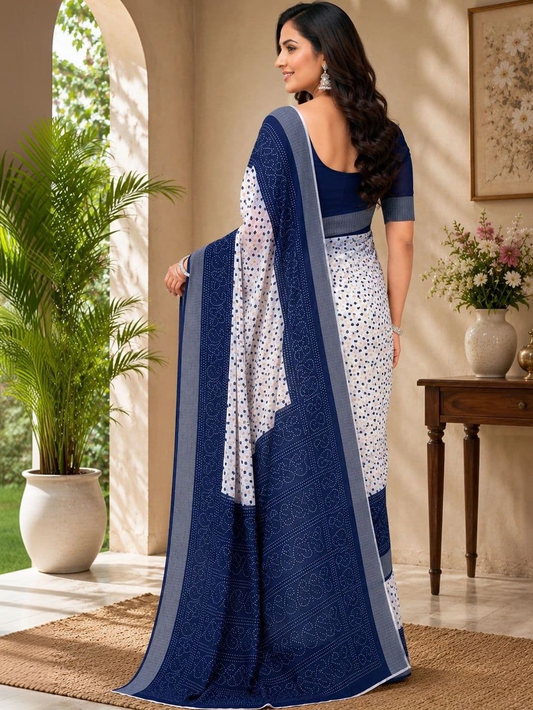 BORAD FASHION Bandhani Designer Chanderi Saree thumbnail 3