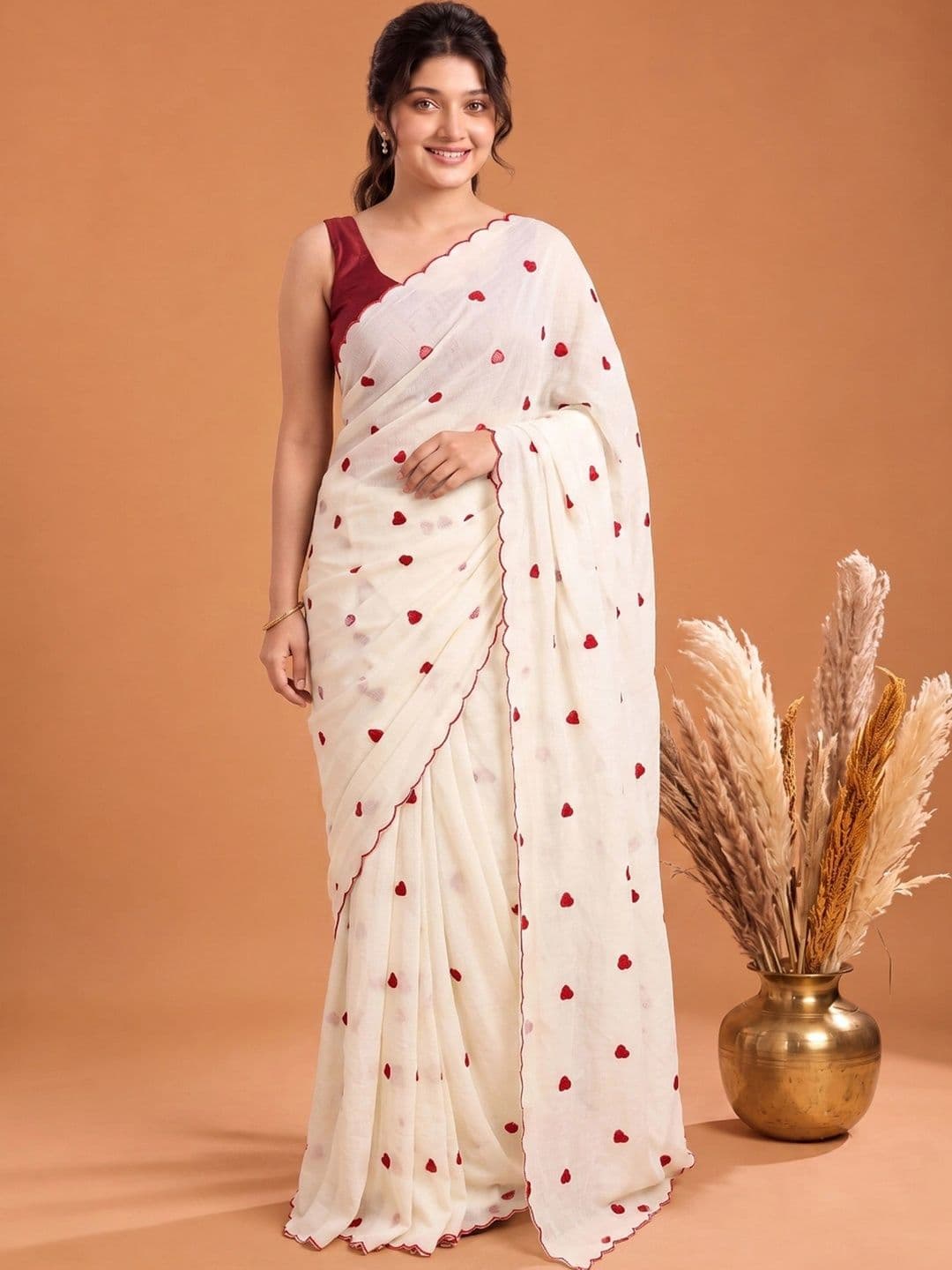 Aparna Embroidered Pure Cotton Saree thumbnail 2