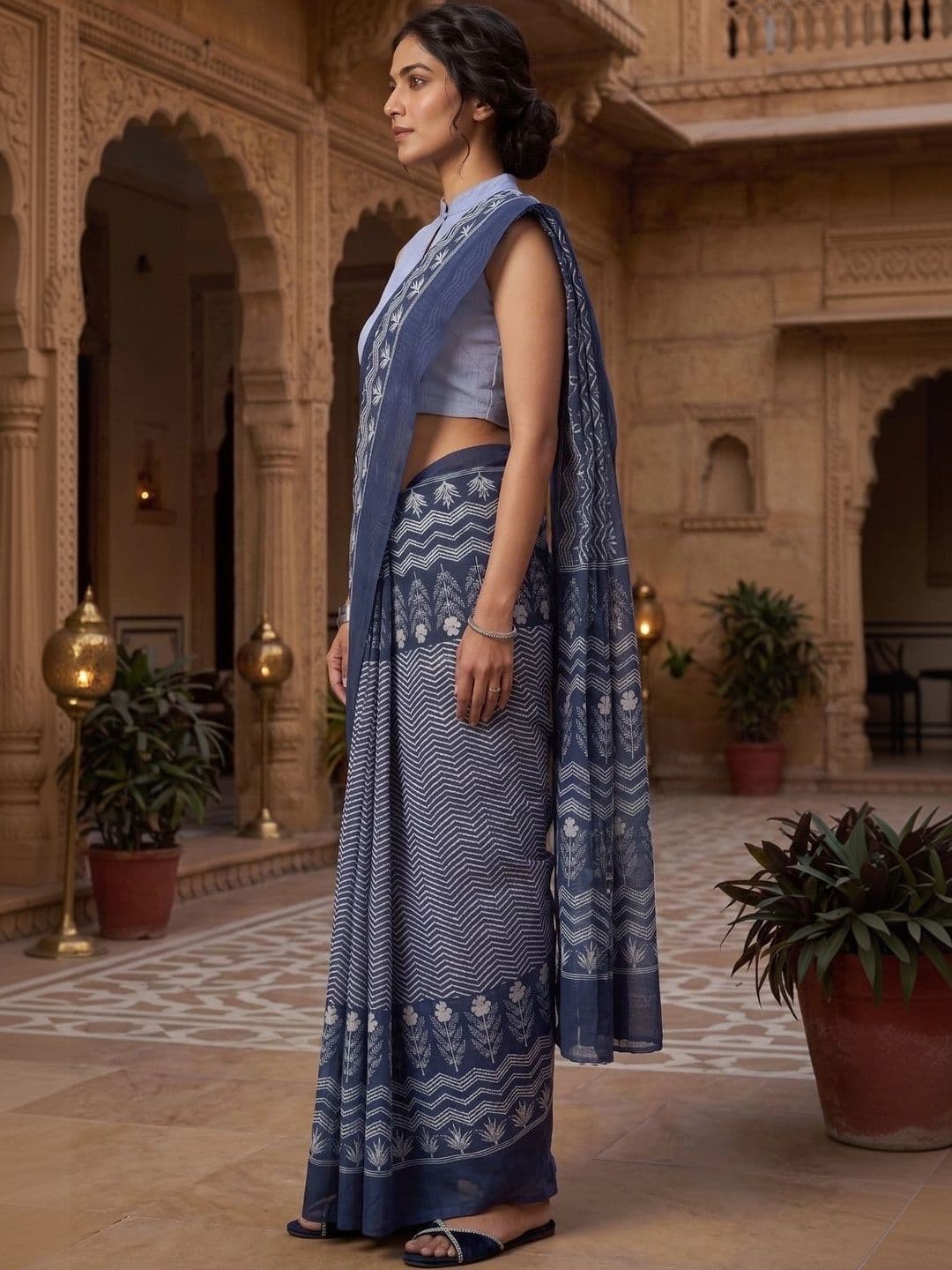 BORAD FASHION Floral Designer Chanderi Saree - view 1