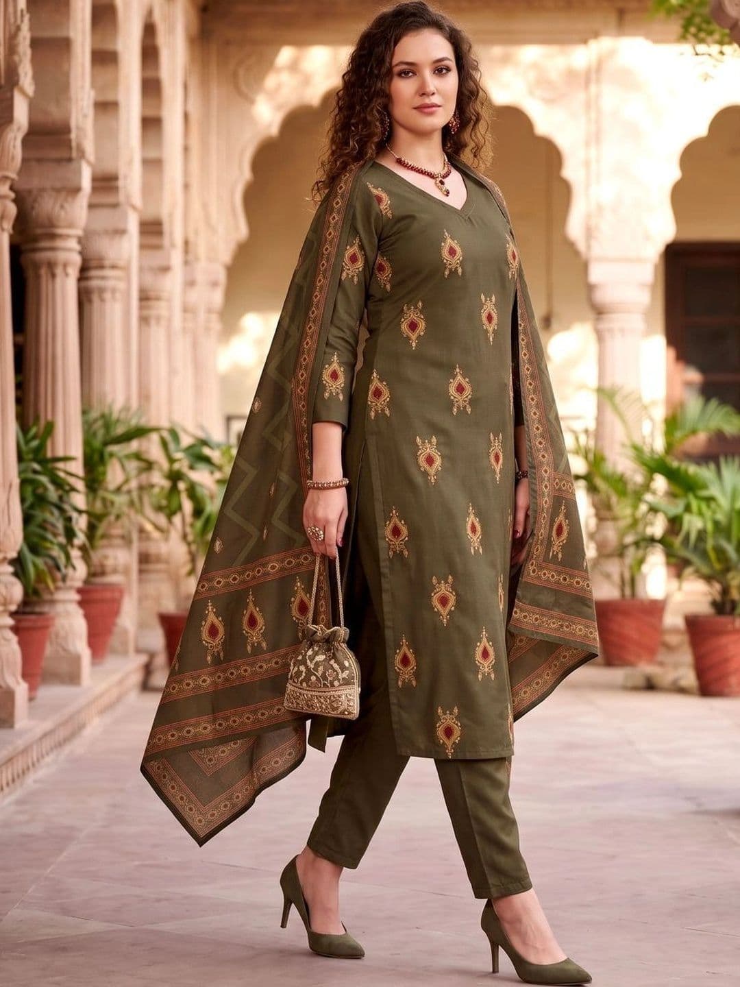 Laasika Women Ethnic Motifs Printed Regular Kurta with Trousers & With Dupatta thumbnail 5