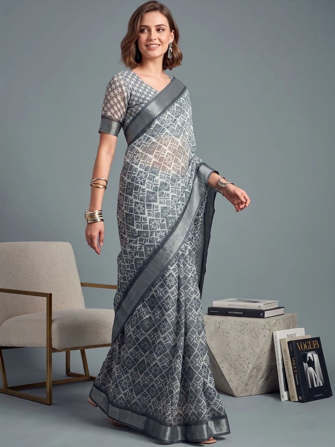 BORAD FASHION Designer Chanderi Saree - view 1